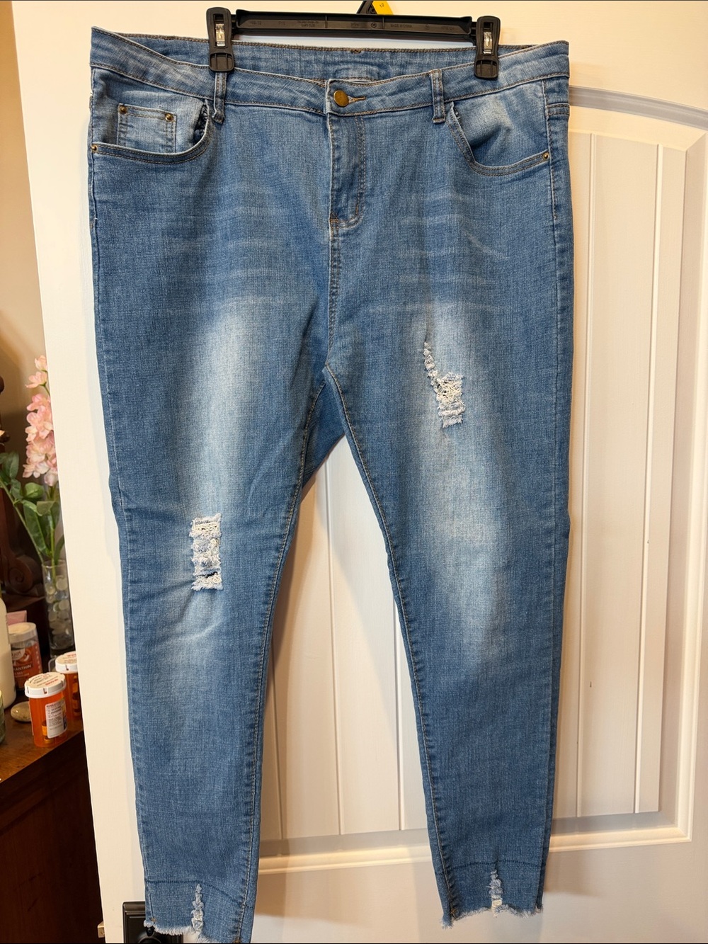 Coco + Carmen Light Blue Distressed Skinny Jeans